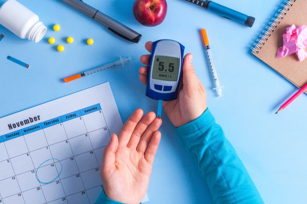Controle van een persoon op diabetes.